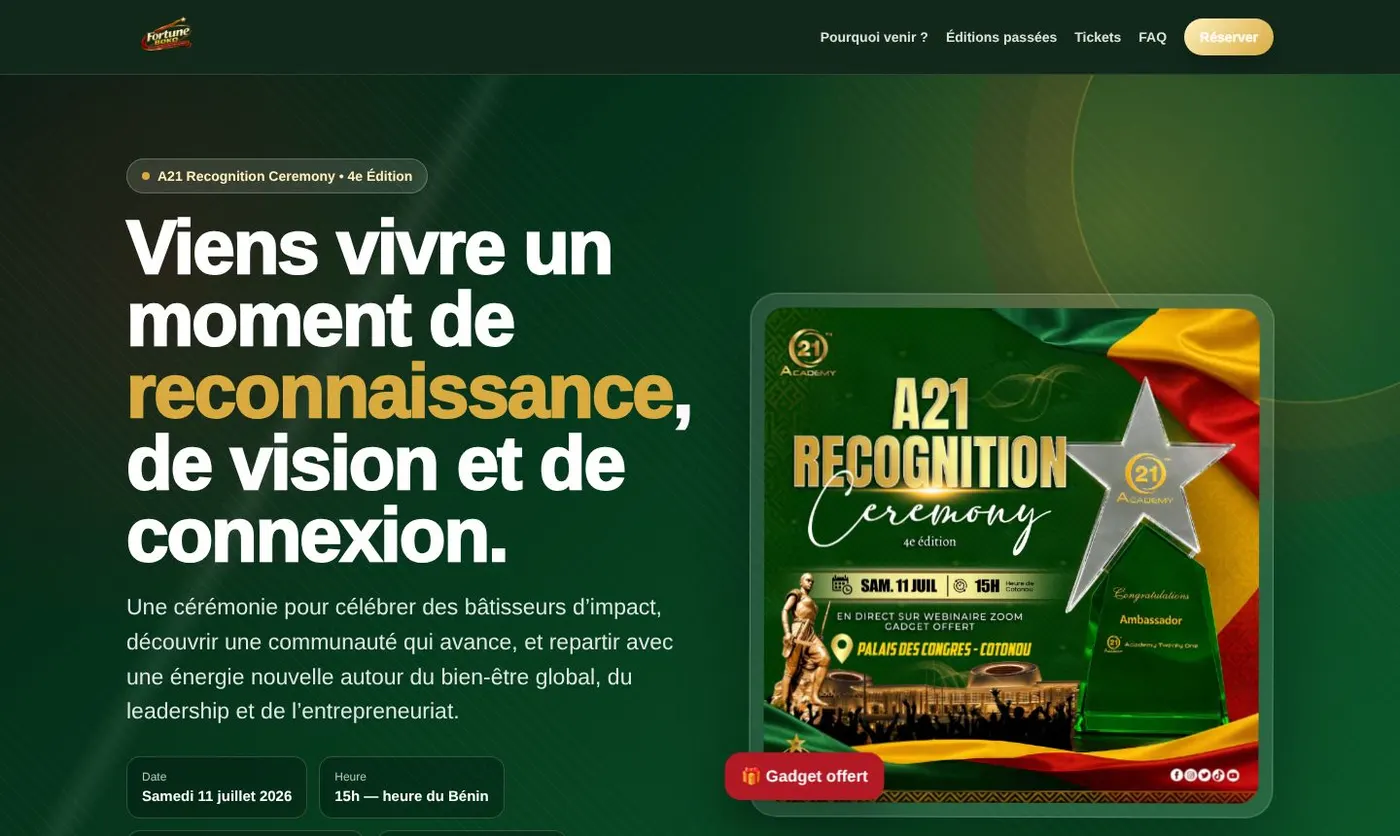 Capture du site A21 Recognition Ceremony
