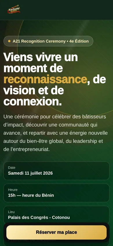 Le site A21 Recognition Ceremony sur téléphone