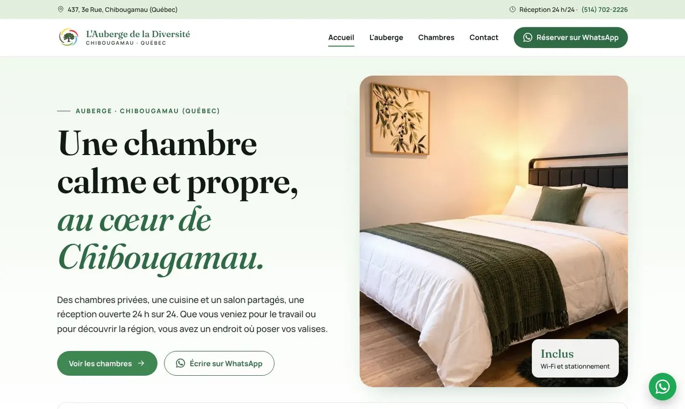Capture du site L'Auberge de la Diversité