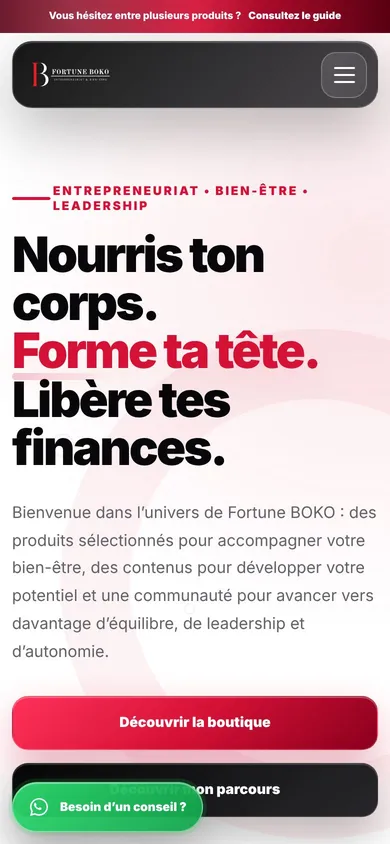 Le site Fortune BOKO sur téléphone