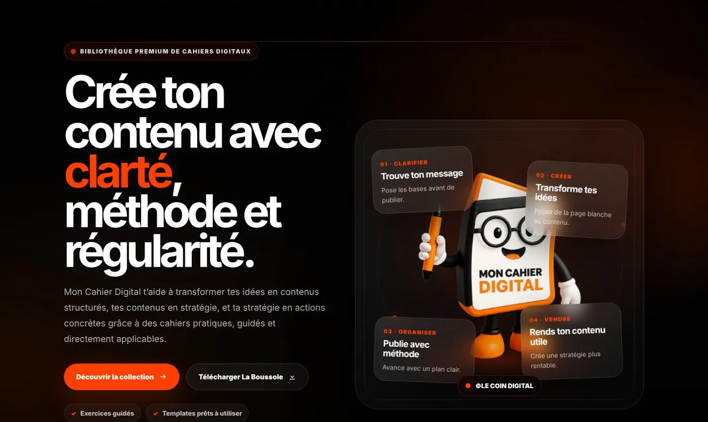 Capture du site Mon Cahier Digital