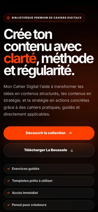 Le site Mon Cahier Digital sur téléphone